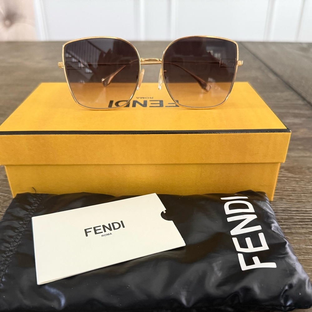 Fendi Gold Sunglasses with Gradient Lenses